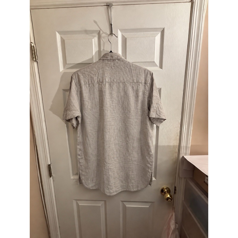 ACHfit Men's XL Oatmeal Beige Linen 2-Piece Shirt Shorts Set Elastic Waist - Picture 5 of 6